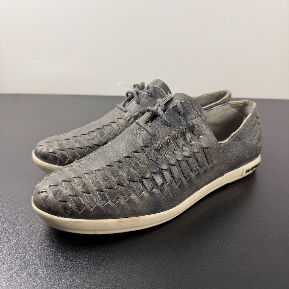 SeaVees Huarache Shoes Womens 8.5 Gray Navy Woven Leather Comfort Casual Lace-Up